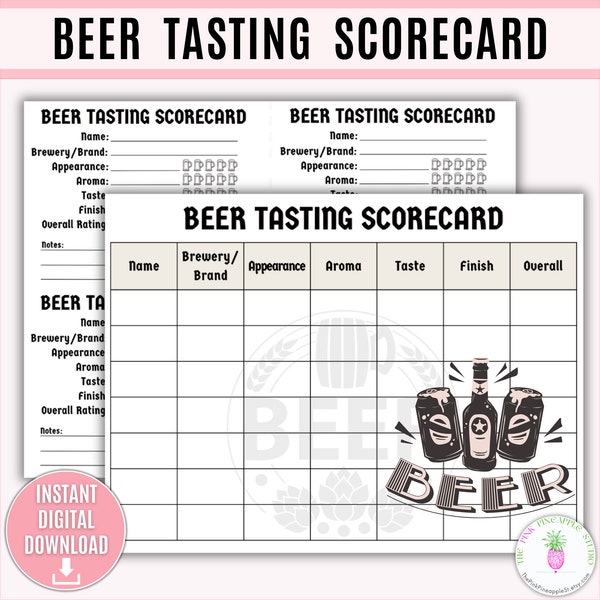 Beer Tasting Scorecard Printable Template, Beer Party Food Tasting Game, Beer Judging Sheet, Beer Competition Ballot, Brewery Tasting Flight