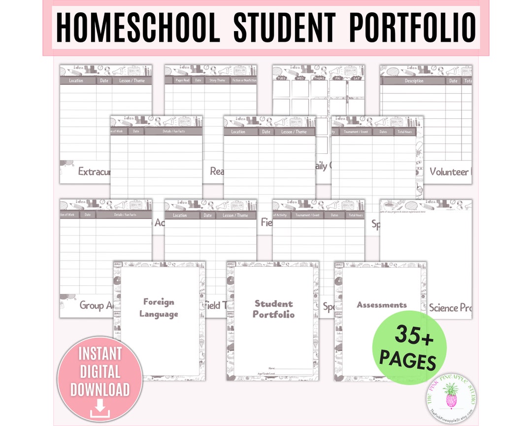 Homeschool Student Portfolio Printable Bundle, Student Portfolio, High