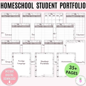 Homeschool Student Portfolio Printable Bundle, Student Portfolio, High School Portfolio, School Portfolio, Academic Portfolio,