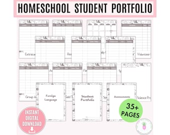 Homeschool Schüler Portfolio druckbares Bündel, Schüler Portfolio, Abitur Portfolio, Schul Portfolio, Akademisches Portfolio,