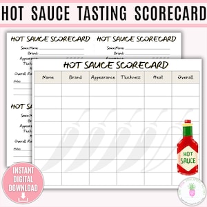 Hot Sauce Tasting Scorecard Printable Template, Hot Sauce Party Food