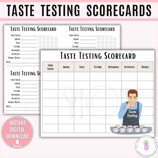 Taste Testing Scorecard Printable, Cookoff, Tasting Party, Taste Test, Tasting Card, Fundraiser, Cooking Competition, Tasting Activity, Game