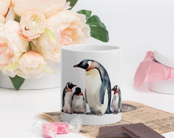 Penguin Family Watercolour Mug