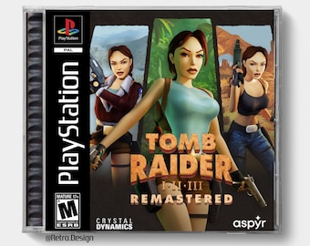 Tomb Raider Remastered I-III (PS5) | PS1-Inspired Replacement CD Jewel Case | No Disc