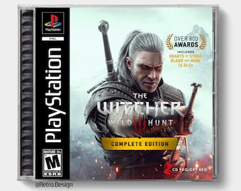 The Witcher 3: Wild Hunt Complete Edition (PS5) / Estuche de CD de repuesto inspirado en PS1 / Sin disco