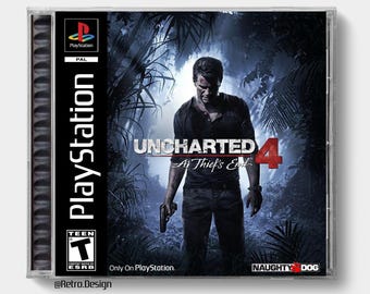 Uncharted 4: El Desenlace del Ladrón (PS4) / Estuche de CD de repuesto inspirado en PS1 / Sin disco