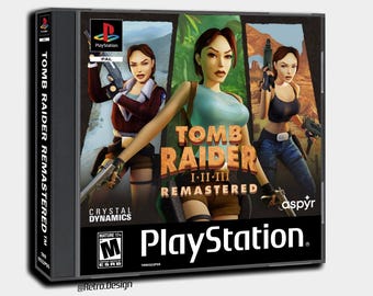 Tomb Raider Remastered I-III (PS5) | PS1-Inspired Replacement Thick Case | No Disc