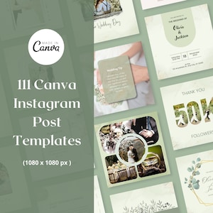 111 Wedding Instagram Post Templates Canva, Wedding Templates Canva | Sage Green Templates