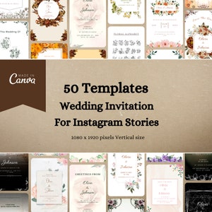 50 Hochzeitseinladungen für Instagram Stories | Hochzeitseinladung Vorlage | Social Media Canva Template