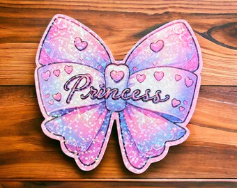 Coquette Princess Bow Pink Holographic Sticker