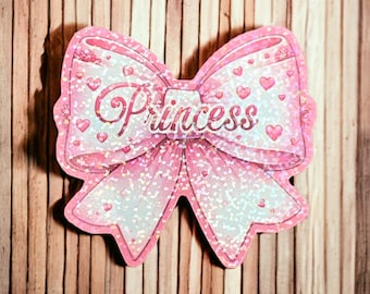 Coquette Bow Princess Pink Holographic Sticker Laptop Decal