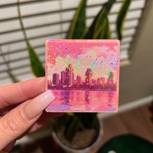 San Diego Sunset Skyline Holographic Sticker image 4