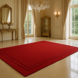 Solid Red Modern Area Rug – Minimalist Handmade Carpet with Elegant Border | Contemporary Rectangular Rug for Living Room, Bedroom & Office.