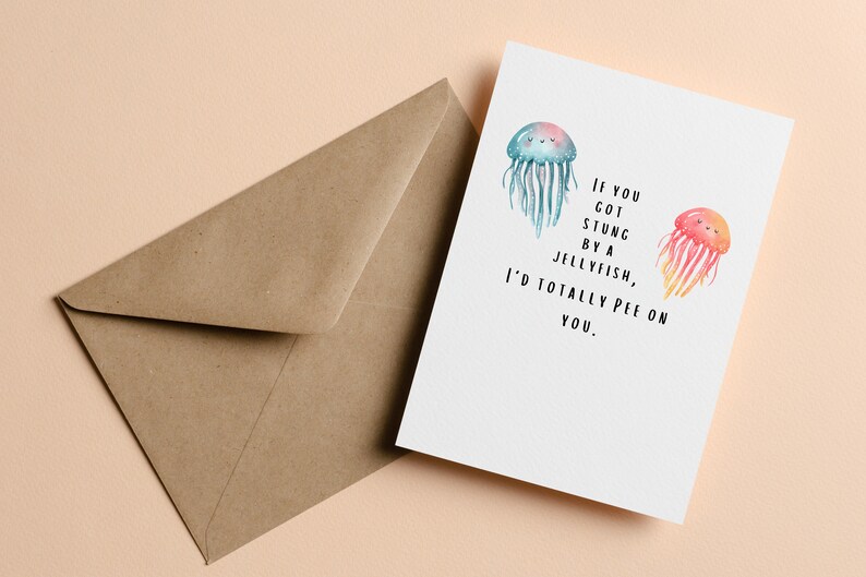 Funny Jellyfish Greeting Card | High-Quality 110lb Cardstock | Anniversary | Friendship | Love image 2