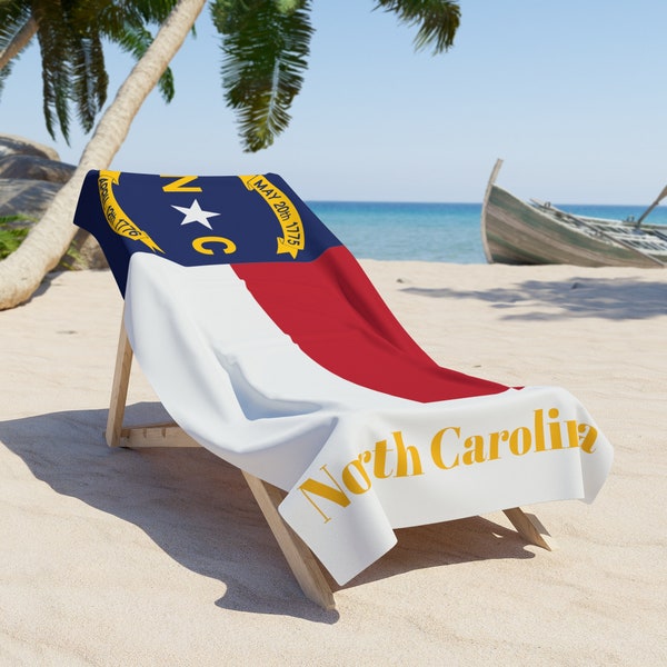 North Carolina State Flag | Large Beach Towels | Wedding Gifts | Gift For Her | Gift For Him | Vacation Gift | Bachelorette Party Favor