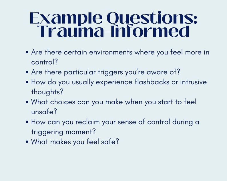 Trauma Informierte Therapie Fragen - Digitaler Download für Therapeuten Ratgeber Psychologen - Liste mit 100 Fragen Bild 2