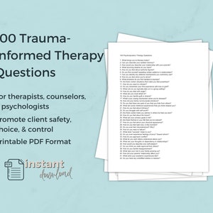 Trauma Informierte Therapie Fragen - Digitaler Download für Therapeuten Ratgeber Psychologen - Liste mit 100 Fragen Bild 1