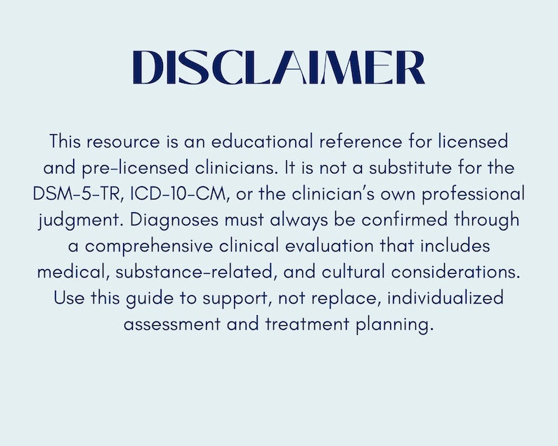DSM-5-TR Cheat Sheet for Therapists | Differential Diagnosis Quick ...