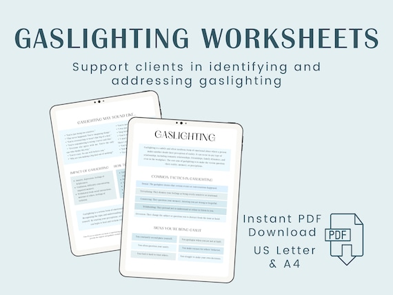 Gaslighting Worksheet - Recognize Emotional Abuse, Manipulation, Unhealthy Toxic Relationships - Therapy, DV, IPV Resource