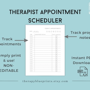 Therapy Appointment Scheduler PDF - Daily Hourly Session Planner - Digital  PDF - Organize Client Appointments & Notes