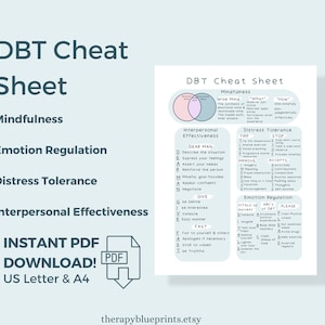 DBT Skills Cheat Sheet Quick Reference Guide - Printable PDF - Dialectical Behavior Therapy