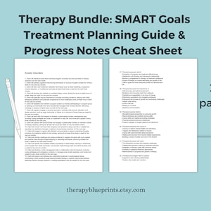 Therapy Bundle - SMART Goals Treatment Planning Guide & Progress Note Template - Counseling Worksheets - Digital Download PDF Guide