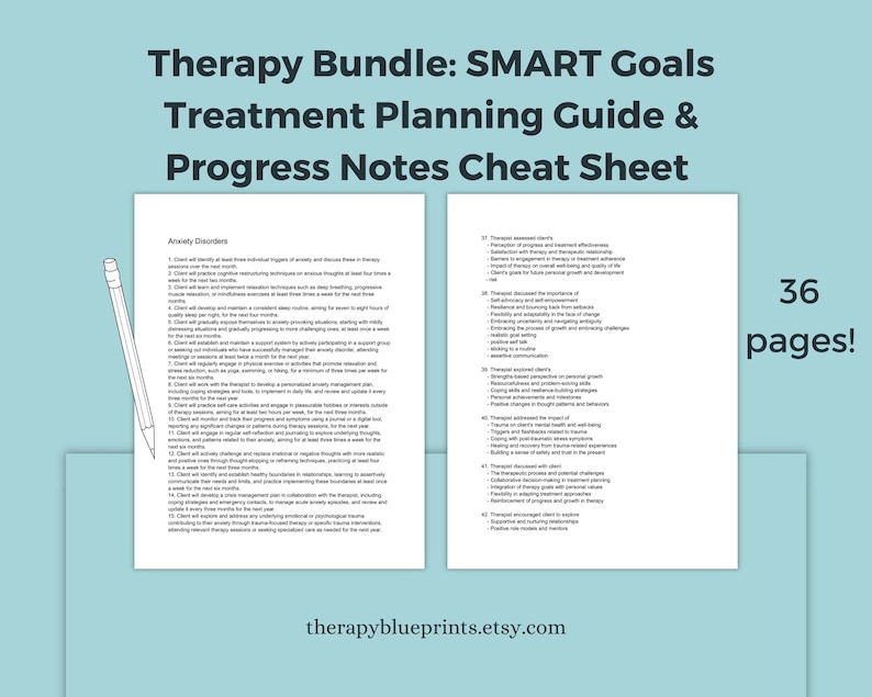 Therapy Bundle SMART Goals Treatment Planning Guide & Progress Note