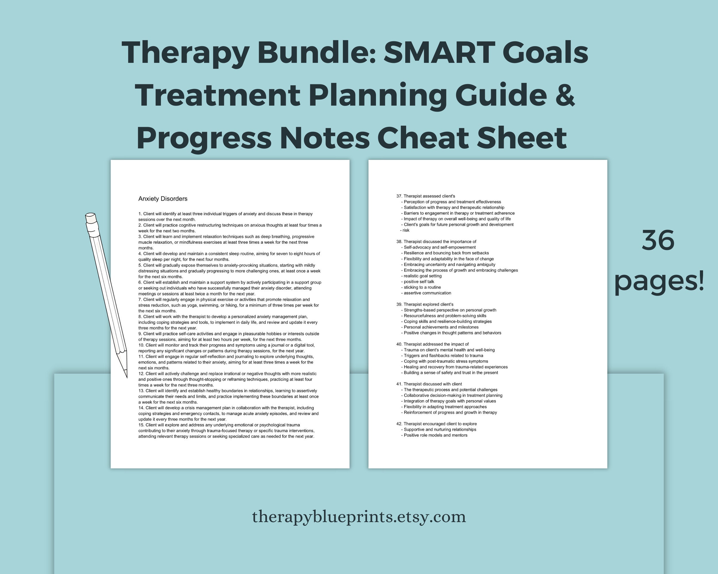 Therapy Bundle - SMART Goals Treatment Planning Guide & Progress Note