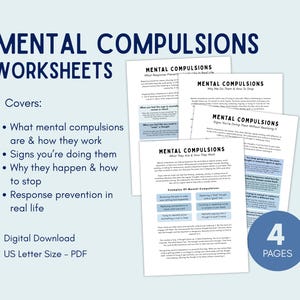 Mental Compulsions Worksheets | OCD Psychoeducation Handouts for Therapists & Clients | ERP Response Prevention Printable