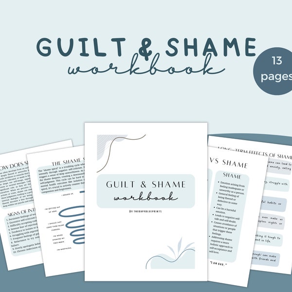 Guilt and Shame Workbook - Therapy Worksheets for Overcoming Toxic Shame & Negative Thinking Cycles