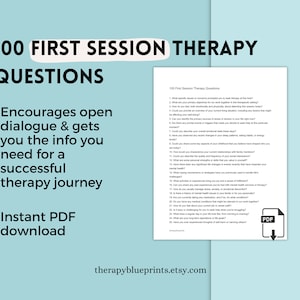 100 First Session Therapy Questions - Digital Guide for Therapists, Mental Health Professionals, Counseling Resources