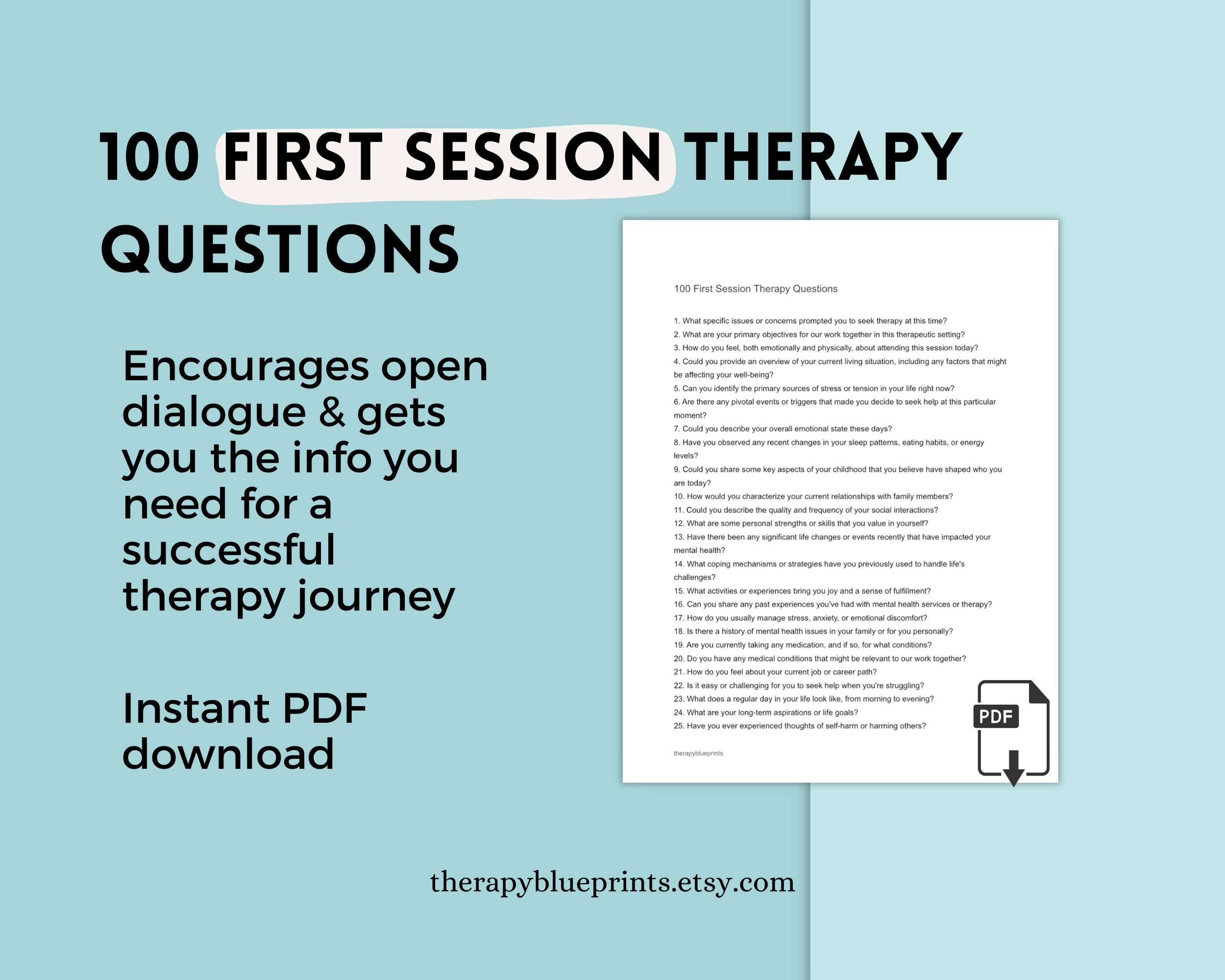 100 First Session Therapy Questions - Digital Guide for Therapists ...