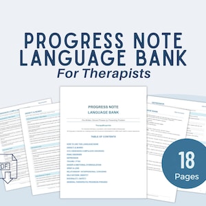 Therapy Progress Note Language Bank for Therapists |  SOAP Note Phrases |  Clinical Documentation Guide | Instant PDF Download | 18 Pages