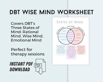 DBT Wise Mind Worksheet PDF, Instant Download Therapy Tool for Mindfulness & Emotional Regulation