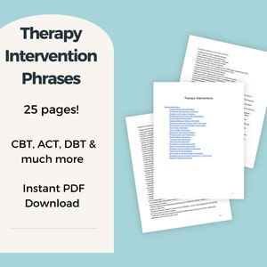 Therapy Intervention Phrases - Progress Note Statements - Clinical Documentation Guide for Therapists, Psychologists, Counselors