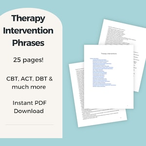 Therapy Intervention Phrases - Progress Note Statements - Clinical Documentation Guide for Therapists, Psychologists, Counselors