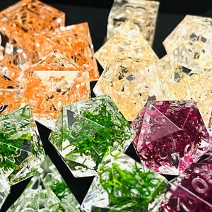 Druidic Moss - Handmade Sharp-Edge Dungeons and Dragons TTRPG 7 Piece Dice Set
