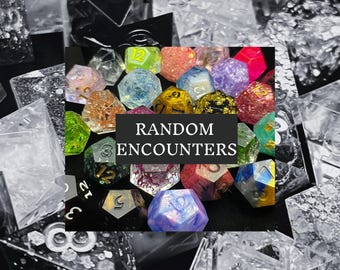 Random Encounters – Mystery Single DND Die • Handmade Sharp Edge RPG Dice • Random D20, D6, D4, D8, D10, D%, or D12