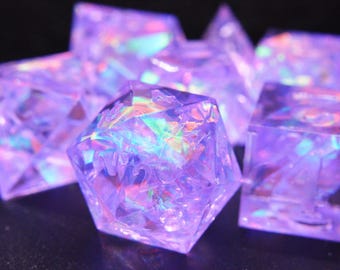 Chromatic Orb - Handmade Sharp-Edge Dungeons and Dragons TTRPG 7 Piece Dice Set