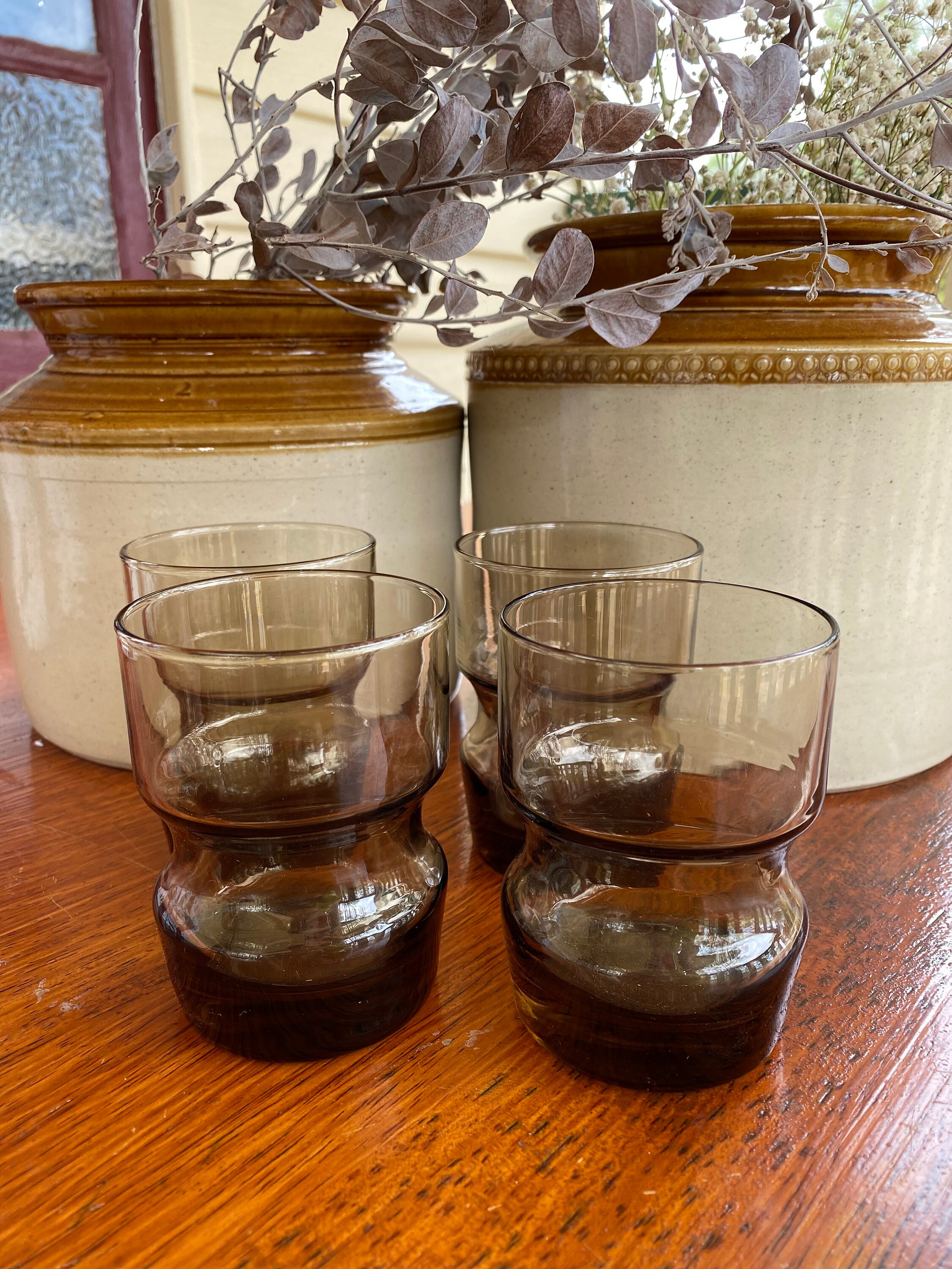 Vintage Retro Kaaru Glass Smokey Quartz Tumblers Drinking - Etsy