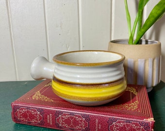Vintage Retro Stoneware Soup Mug Bowl With Handle