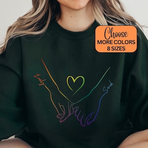 Camisa personalizada de San Valentín lesbiana, sudadera personalizada de San Valentín Lgbt, regalo romántico de San Valentín lesbiana, top de pijama de pareja queer a juego
