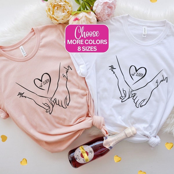 Matching Mom Daughter Shirts, Custom Mom Kid Name Tshirt, Personalized Mothers Day Gift, Customized Mother Daughter Top, Family Matching Tee