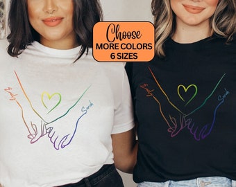 Personalized Lesbian Valentines Shirt, Custom Lgbt Valentines Tshirt, Lesbian Valentine Gift Romantic, Matching Lesbian Couple Pajamas Tops