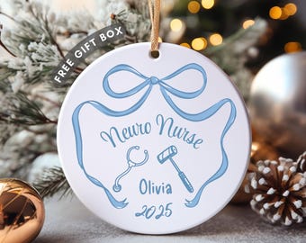 Personalized Neuro Nurse Ornament, Custom Neuro Nurse Christmas Gift, For Neuro RN, Neurology Team Ornament, Brain Nurse Appreciation Gift