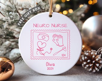 Personalized Neuro Nurse Ornament, Custom Neuro Nurse Christmas Gift, For Neuro RN, Neurology Team Ornament, Brain Nurse Appreciation Gift