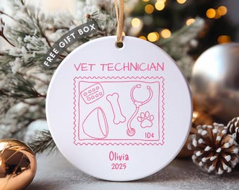 Personalized Vet Tech Ornament, Custom Vet Tech Christmas Gift, For Vet Technician, Veterinary Tech Ornament, Vet Tech Student Gifts Xmas