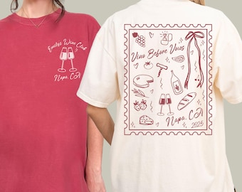 Aangepaste wijn vrijgezellenshirts, Winery Bachelorette Comfort kleuren, Napa Bachelorette Tees, wijnproeverij Bach Merch, Vino Bach Party-T-shirt