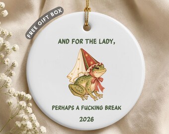 Funny Burnout Ornament, Meme Stocking Stuffer Gifts, Anti-Social Ornament, Mental Health Humor Gifts, Burn Out Ornament, Sarcastic Frog Gift