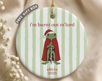 Funny Burnout Ornament, Meme Stocking Stuffer Gifts, Anti-Social Ornament, Mental Health Humor Gifts, Burn Out Ornament, Sarcastic Frog Gift